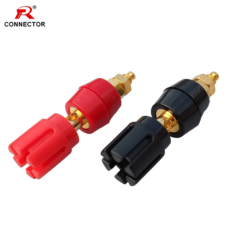 50pcs 4MM Gold Plated Binding Post HIFI Cable Connector Lotus Binding Post Amplifier Audio Terminals