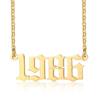 

1985-2004 Stainless Steel Year Number Necklaces Pendants Women Men Gold Long Chain Male Female Fashion Jewelry Necklace