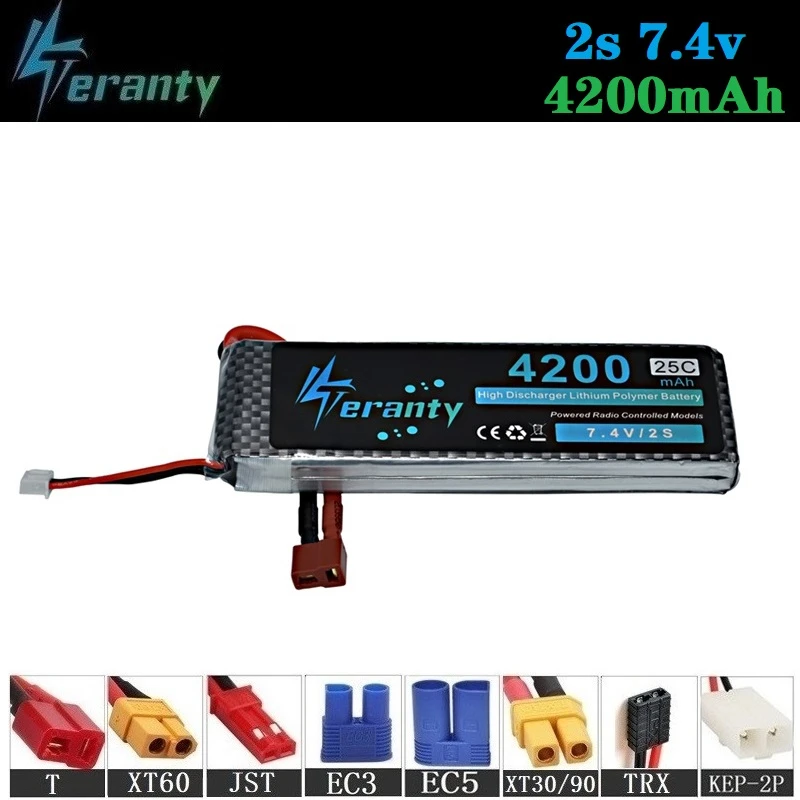

2S 7.4v 4200mAh 25C LiPo Battery For RC Quadcopter Spare Parts 7.4v Rechargeable Lipo Battery for RC Car Robots Boat toy 1pcs