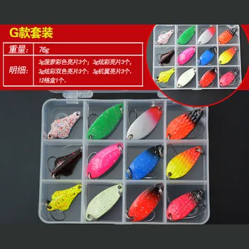 

Runature 12pcs/set Spoon Lure Bait Trout Fishing Baits Artificial Hard Bait with Fishing Tackle Box Metal Spoon Casting Jig Lure