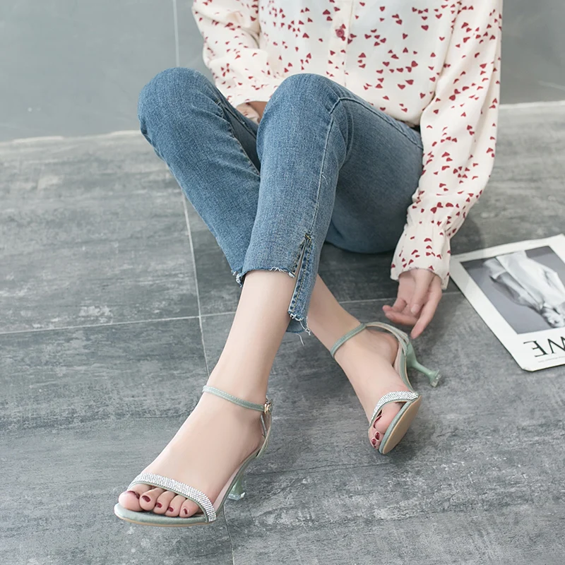 Women's Summer Sandals Beach Shoewear Open Toe High Heels Studded Multicolor Outdoor Women's Sandals Sandalias Mujer Para Playa