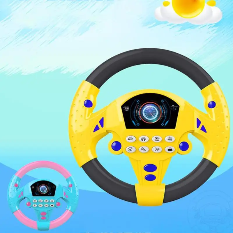

Children Music Steering Wheel Plastic Electric Battery Power Toy Multiple Sound Effects Simulation Copilot Sucker fixed Gift