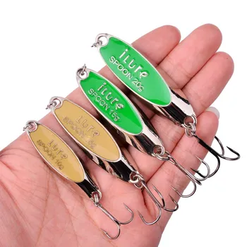 

1PC 10g 15g 20g Fishing Metal Spoon Lure Hard Bass Baits Lures Green Gold Spoon Fishing Lure Pesca Tackle wobbler Artificial