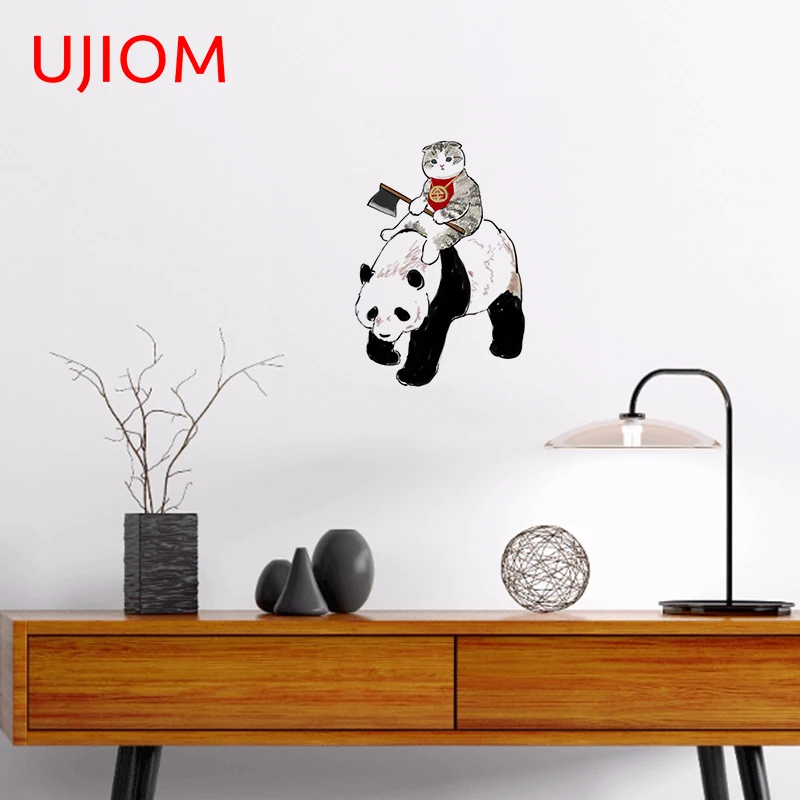 UJIOM Mofu Песочная наклейка на дверь кошка Настенный декор обои для гостиной