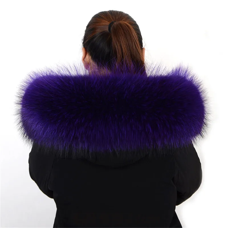 purple 70 см, зимнее пальто с натуральным мехом енота, воротник с капюшоном, высокое качество, мех енота, модное пальто, воротник, капюшон, мех, глушитель - Цвет: purple