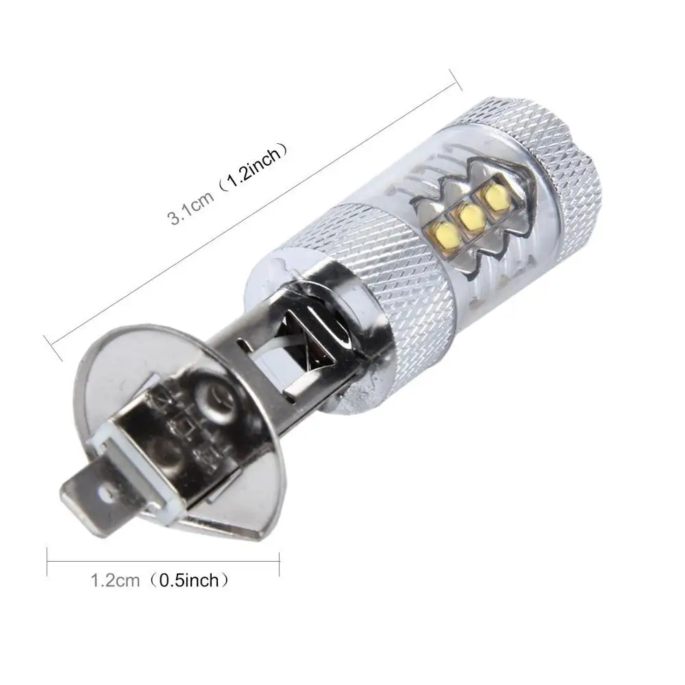 H1 80W Светодиодный противотуманный фонарь высокой мощности белая Автомобильная лампочка для фар