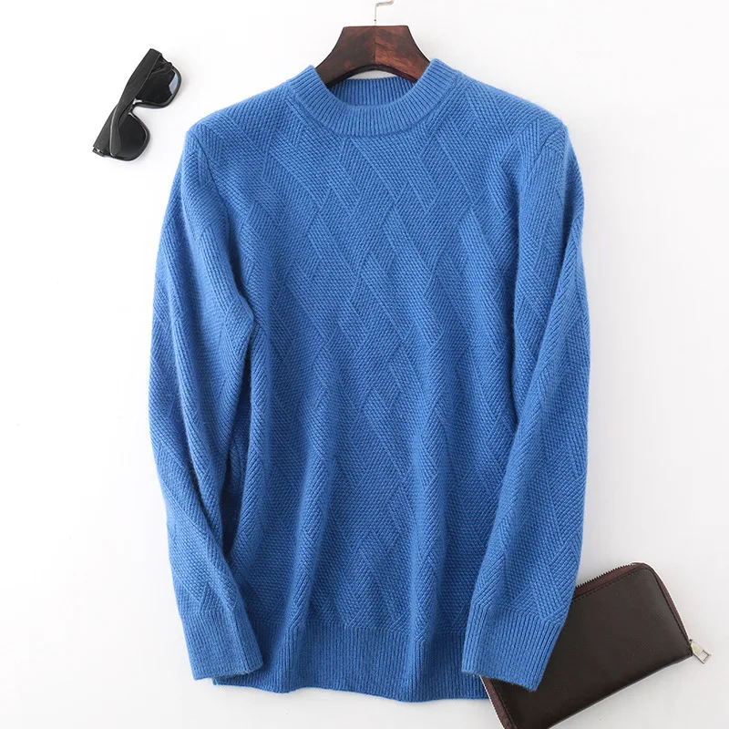 Buy jinjiaxian Round neck Pullover cashmere sweater men's business leisure sweater loose 2019 new bottomed sweater