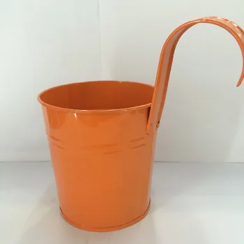 

Balcony Flower Pots Bucket Holder Iron Home Decor Container Wall Mounted