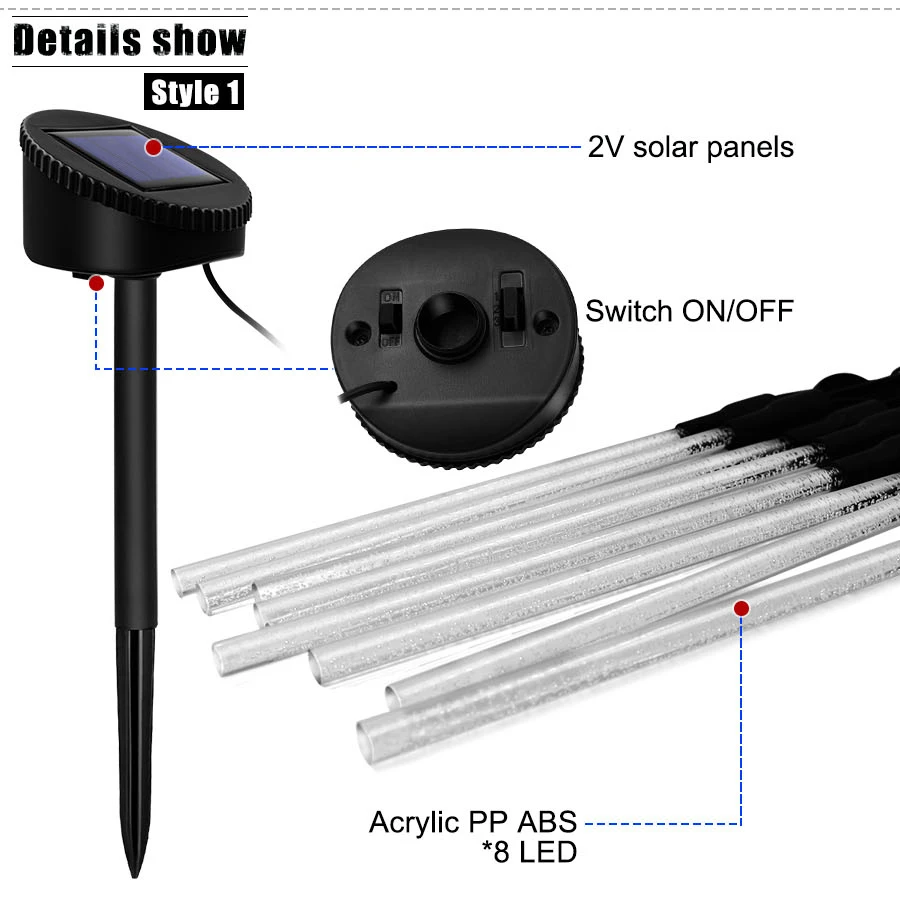 Solar Light Power Tube Lights Lamps Acrylic Bubble Pathway Lawn Landscape Decoration Garden Stick Stake Night Light Lamp Set