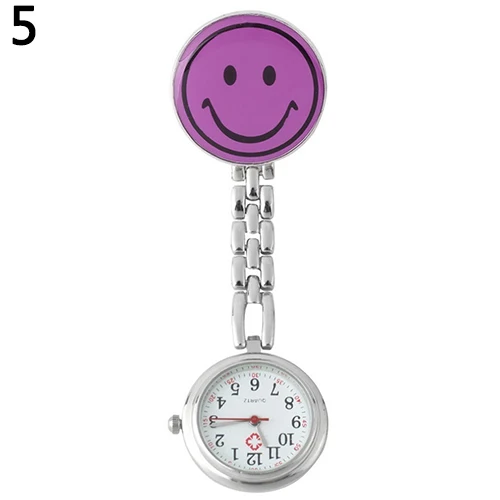 Портативные женские карманные часы милые dazzler лицо кварцевые клип-на Брошь медсестры карманные часы подарок медсестры часы - Цвет: Фиолетовый