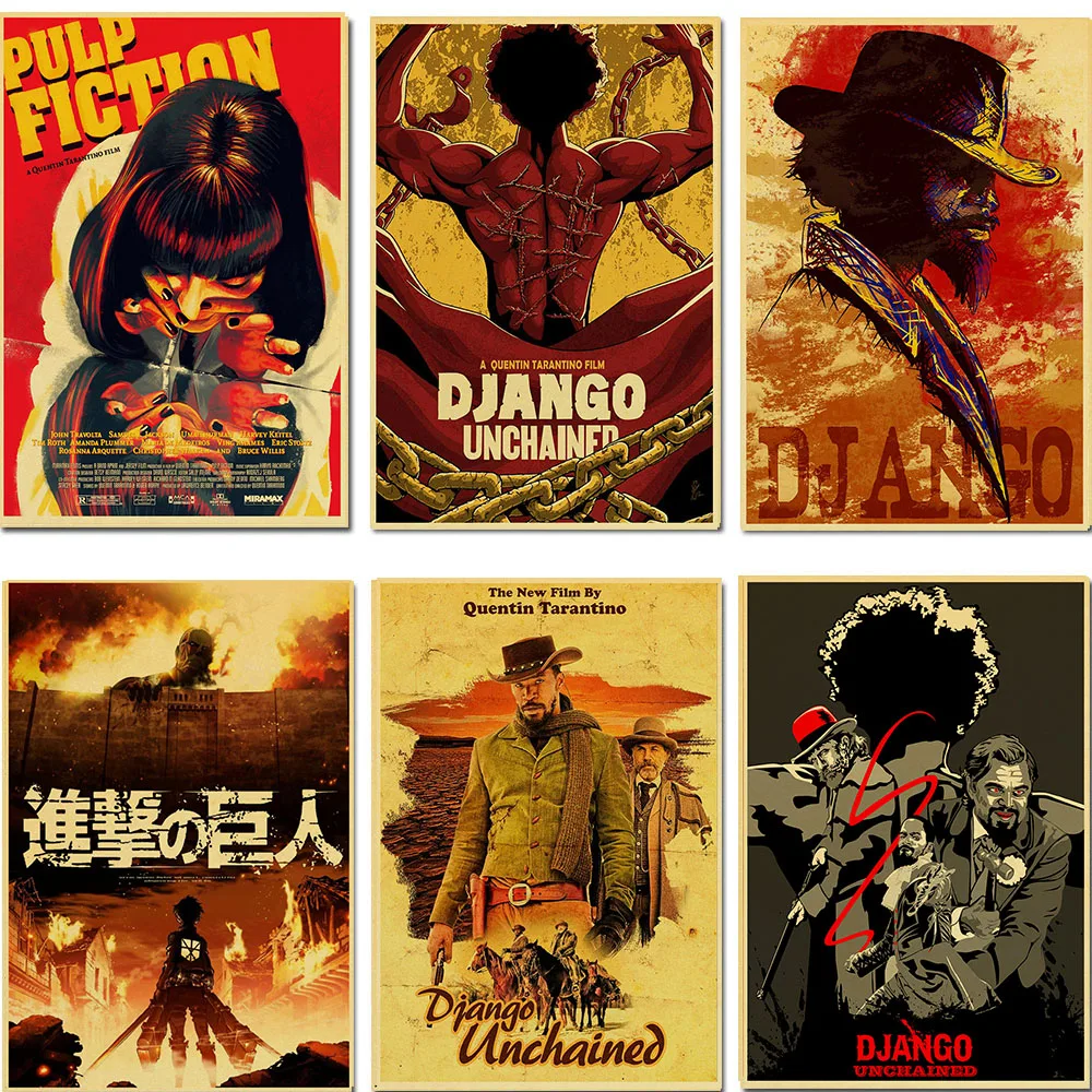 Quentin Tarantino Movie Poster Collection Vintage Kraft Poster  Decorative Poster  Home Decor Movie Wall Sticker  Poster Movie