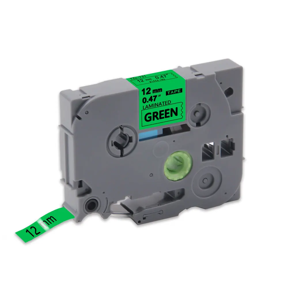 Black on Green UniPlus TZe131 tze231 tze431 tze531 tze631 tze731 12 мм Принтер этикеток для Brother герметизирующая ptfe-лента для E100 принтер этикеток P-touch мульти цветные Стикеры - Цвет: Black on Green