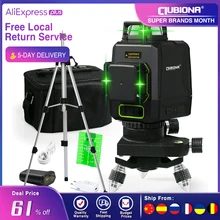 Clubiona livello Laser verde con treppiede Set 12 linee 3D autolivellante 360 orizzontale e verticale croce Super potente raggio Laser