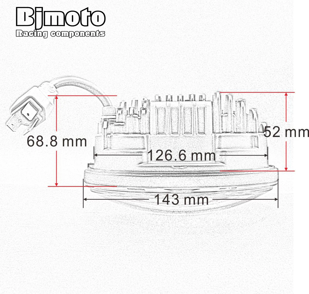 BJMOTO 1 шт. 5,7" круглый светодиодный фонарь для Harley Dyna Davidson Sportster XL883 FXCW/C FXS FXSB FXSBSE FXST FXSTB FXSTC