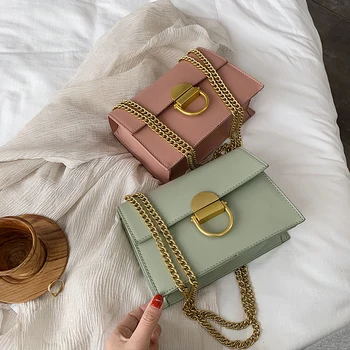 

Solid Color Pu Leather Crossbody Bags For Women 2020 Chain Flap Shoulder Messenger Bag Female Travel Handbags And Purses