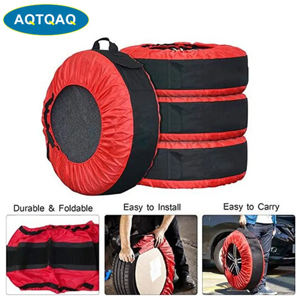 4Pcs/Set Detachable Auto Car Vehicle Spare Tire Wheel Cover Bag