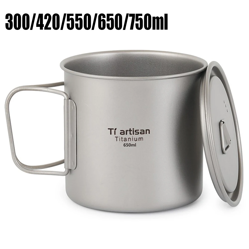 

Outdoor Titanium Cup Water Mug Pots Tableware Camping Cooking Cup Picnic Water Coffee Tea Mug for Hiking 300/420/550/650/750ml