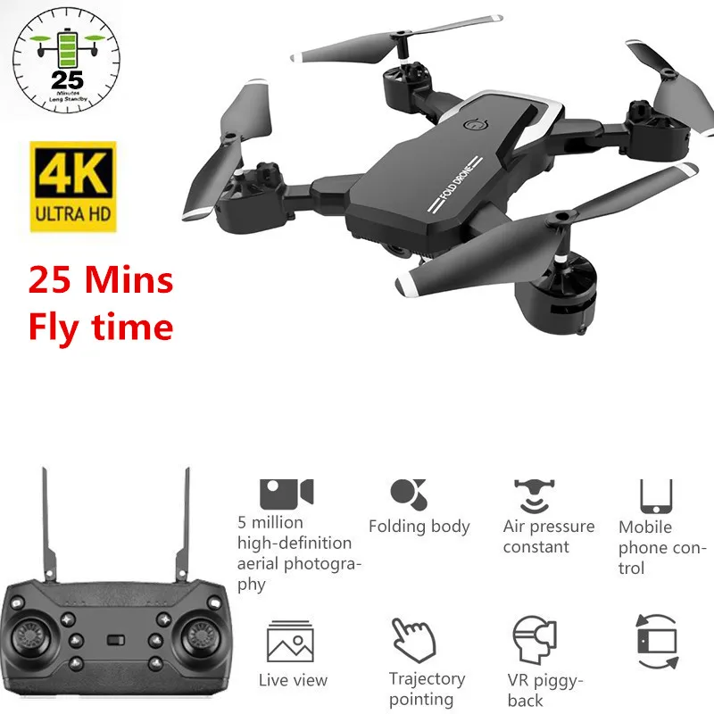 

New WiFi FPV RC Drone 4K 1080P Camera Folding Optical Flow Drone Wide-angle Real Time Aerial Helicopter Quadcopter 25 Mi