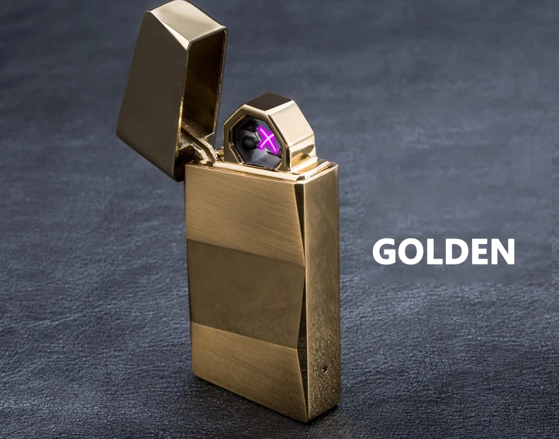 Gold JIJU 779V Экологически чистая беспламенная электрическая дуговая Зажигалка индивидуальный подарок ветрозащитный Перезаряжаемый USB светильник встряхнуть - Цвет: Gold