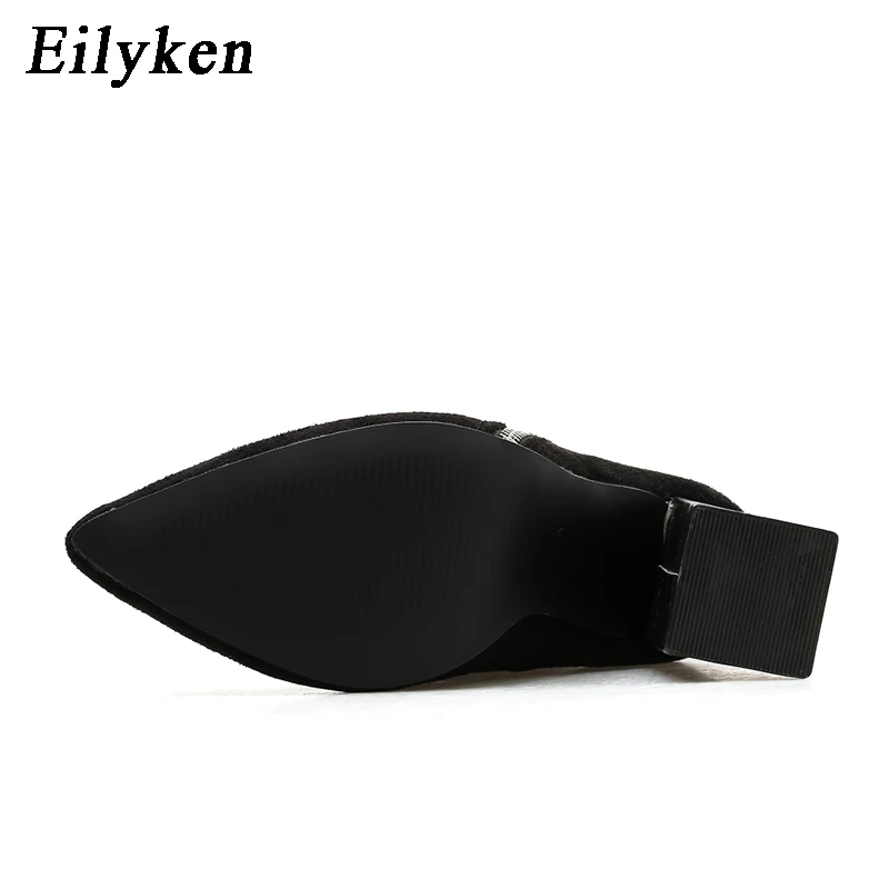 Eilyken/новые женские ботинки «Челси» Модные женские ботинки черного цвета пикантные короткие ботинки в стиле панк с боковой молнией размеры 41, 42