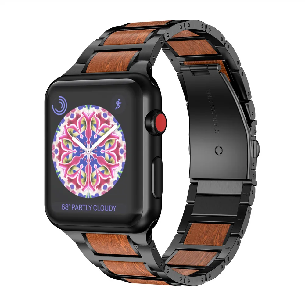 Легкий Деревянный ремешок для Apple Watch Band 4 40 мм 44 мм металлический сменный ремешок для Apple Watch Series 3 2 1 42 мм 38 мм
