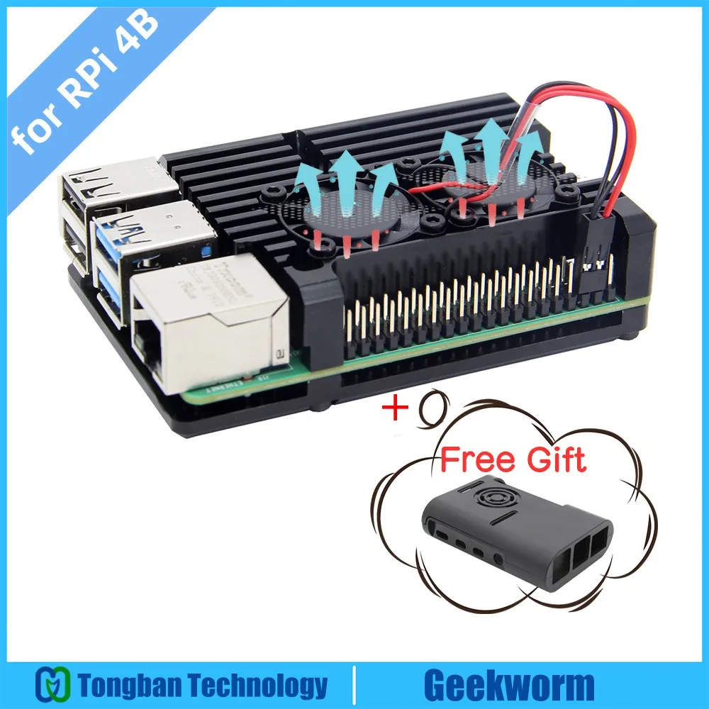 

Raspberry Pi 4 Armor Heatsink Case with Dual Fan, Raspberry Pi 4B Aluminum Alloy Passive Cooling Case for Raspberry Pi 4 Model B