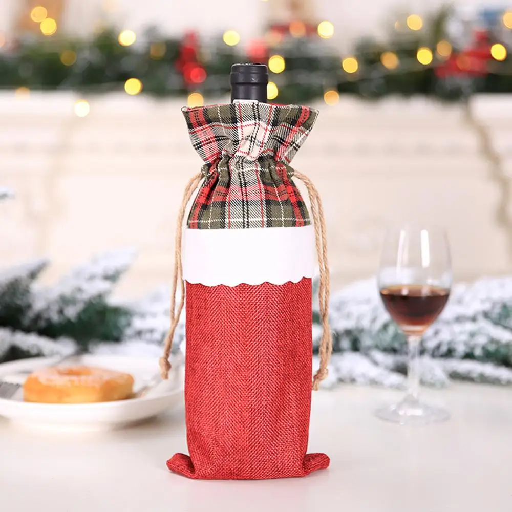 Рождество милый Санта Снеговик Чехлы для бутилок вина подарок на год сумка кукла дома вечерние обеденные столики украшения bricolage noel#25