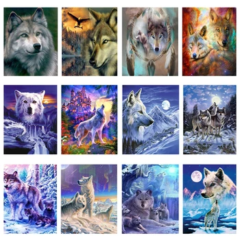 

RAILONCH Full Round Drill 5D DIY Diamond Painting Wolf Embroidery Cross Stitch Mosaic Rhinestone Decor
