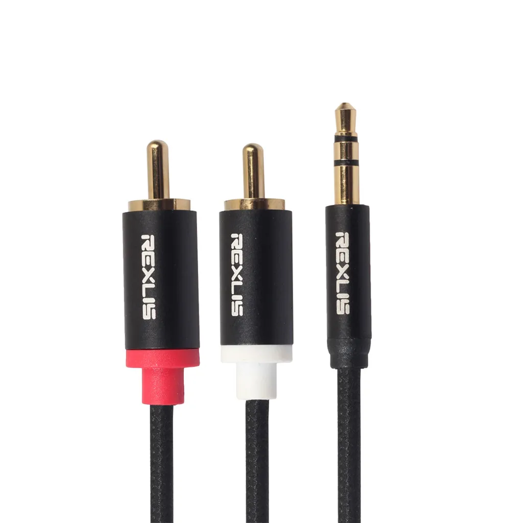 2RCA на 3 5 мм разъем папа Aux кабель Позолоченный для наушников Штекерный штекер