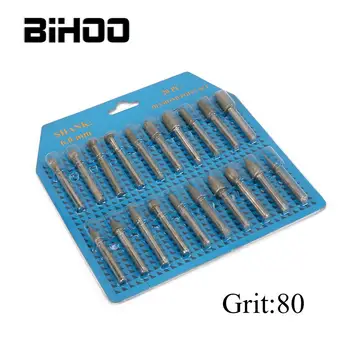 

20Pcs/Set Diamond Grinding Head Set Metal 6mm Shank Carving Polishing for Dremel Tools Accessories 80#