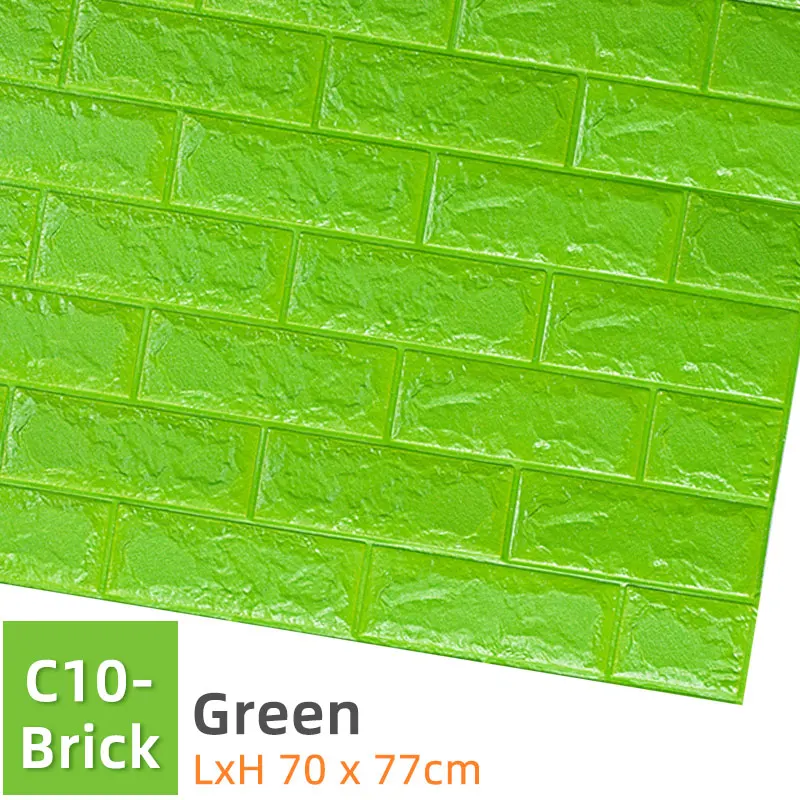 C10-Brick-Green Kaguyahime Самоклеящиеся 3D наклейки на стену водонепроницаемые DIY Пена кирпичная настенная бумага ТВ фон Декор мраморная настенная бумага красочный кирпич - Цвет: C10-Brick-Green