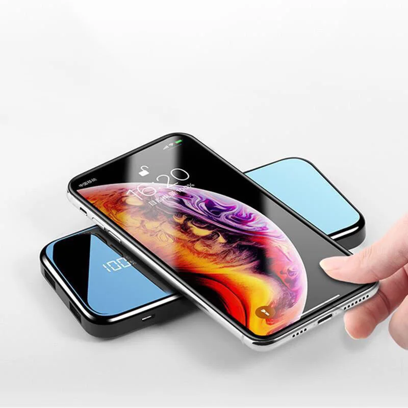 

Quick Charge Wireless Power Bank Dual USB Mirror Screen 20000mAh Wireless Charger Powerbank Bateria External For iphone8 X