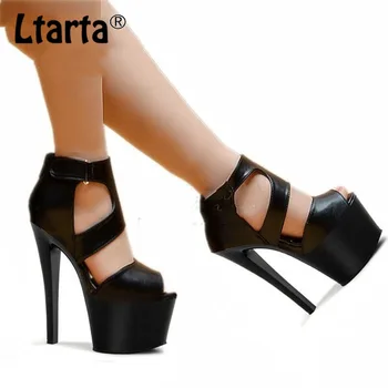 

LTARTA 13cm Heels Fish Mouth Suede Open Toe High Heel Platform Sandals Late Life Suit Shoes high heels sandals women LYP
