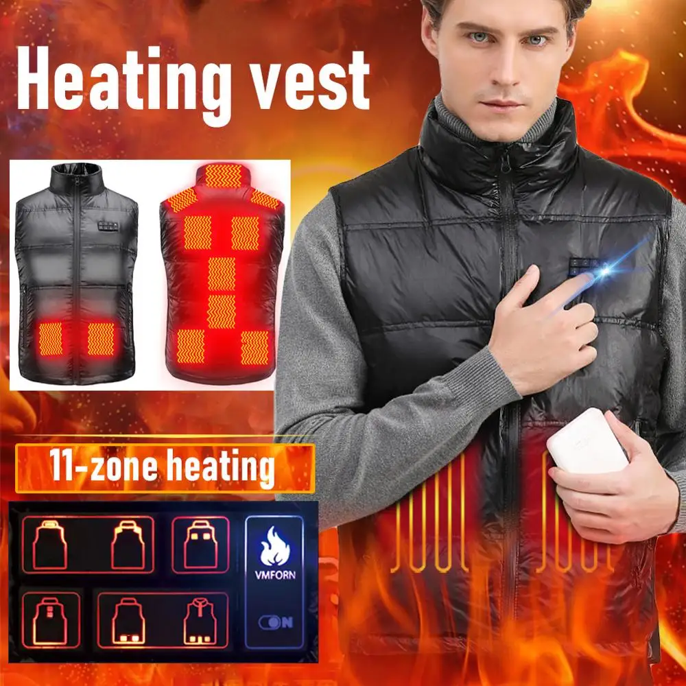 

Electric Heating Vest 11 Areas Intelligent Temperature Control Heating Jacket Full Body Charging Vest Down Men and Women Winter