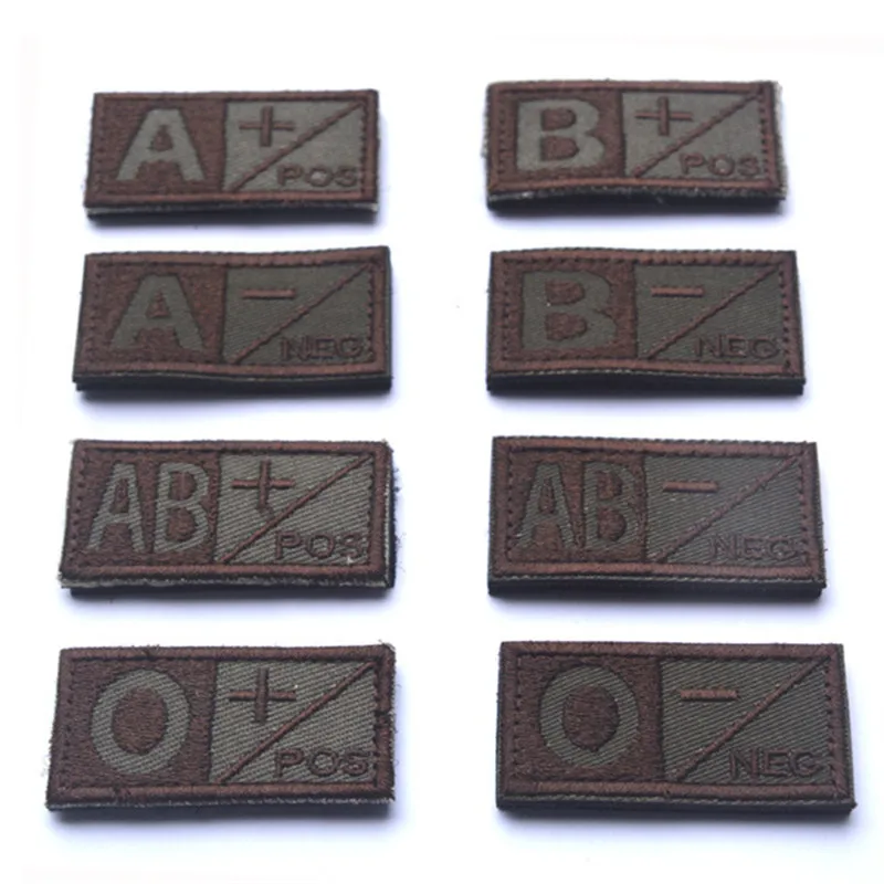 Military emboridery clothes Patch Blood Type Group 3D A+ B+ AB+ O+ Positive Tactical Badges brown Black team Sports souvenirs (1)