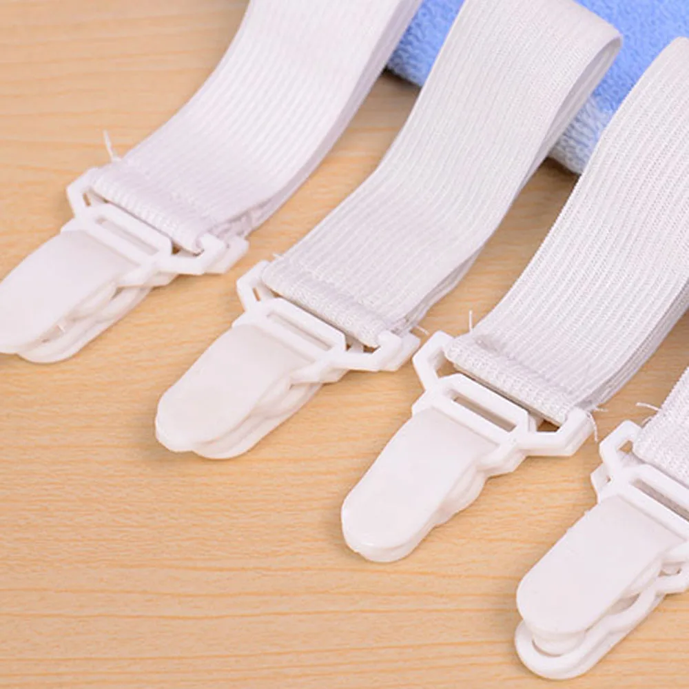

4Pcs/Set Bed Sheet Clip Bed sheet Belt Fastener Mattress Elastic Non-slip Clip Blanket Gripper White and Black 819