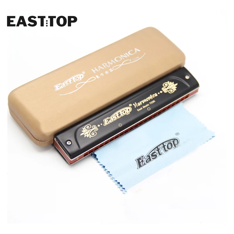 EASTTOP 22 Holes Tremolo Harmonica Key Of C Tremolo Mouth Organ Harmonica With Case For Adults Student Professional Players T22k