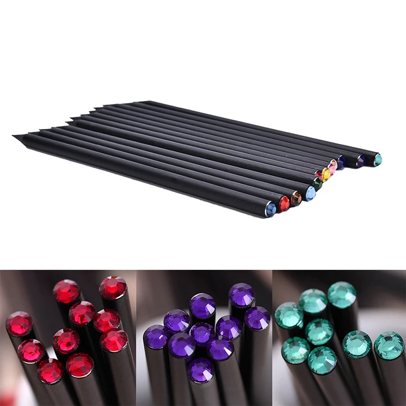 2X Black Rod HB Pencil With Colorful Diamond School Painting Writing School Schilderij Tekening Schrijven Kinderen Potlood