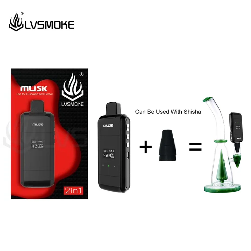 

LvSmoke Musk Dry Herb Vaporizer 1000mAh Battery Vape Portable Temp Control Herbal Kit also working with E-Hookah Shisha