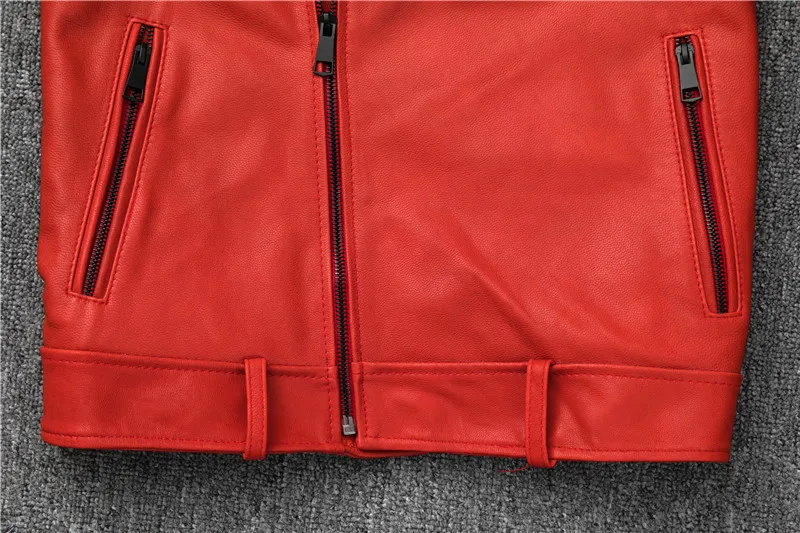 Мужские Куртки из натуральной овчины красные мотоциклетные кожаные куртки 4XL воловья кожа пальто для мужчин