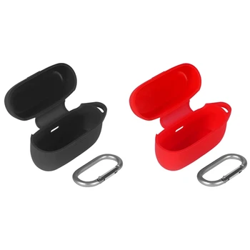 

2 Set Soft Silicone Earphone Case for Jabra Elite Active 75T Headset Storage Case Cover-Red & Black