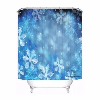 

Custom Snowflakes Blue Waterproof Shower Curtain Home Bath Bathroom s Hooks Polyester Fabric Multi Sizes180509-74