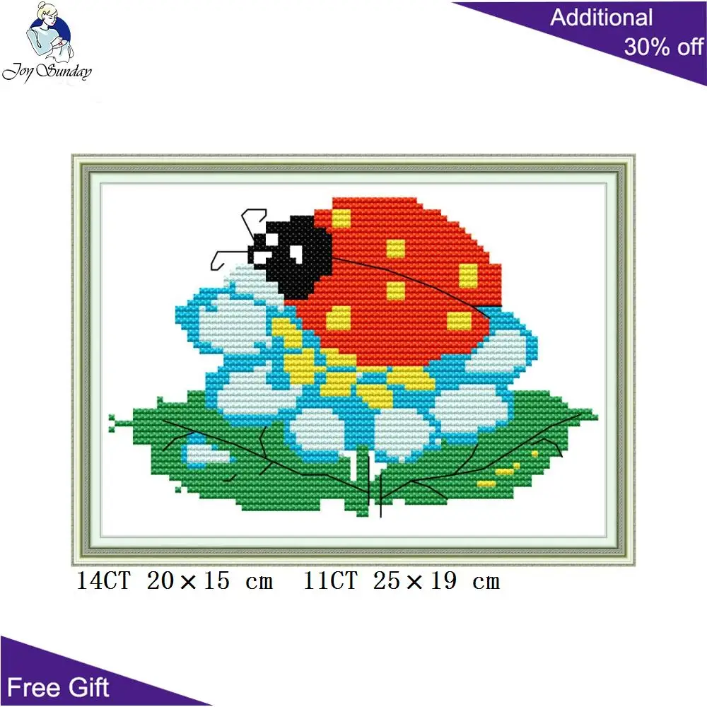 Joy Sunday Божья коровка DA451 14CT 11CT Счетный и штампованный милый насекомое домашний