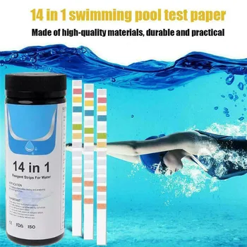 

50Pcs 14-in-1 Pool Drinking Water Test Strip Tap Water Quality Analyzing Testing Strip For Testing Hardness PH Bromine Nitrate