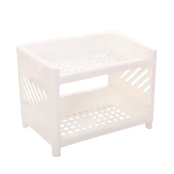 

Double Layers Tableware Storage Shelf Rack Plastic Countertop Seasoning Sundries Organizer Stand Holder for Kitchen (Pink)