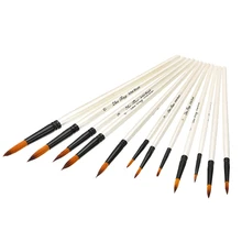 12 шт./компл. акварель гуашь Краски кисти разных Форма круглым заостренным кончиком набор нейлоновых волосяных Краски ing кисти комплект, принадлежности для живописи