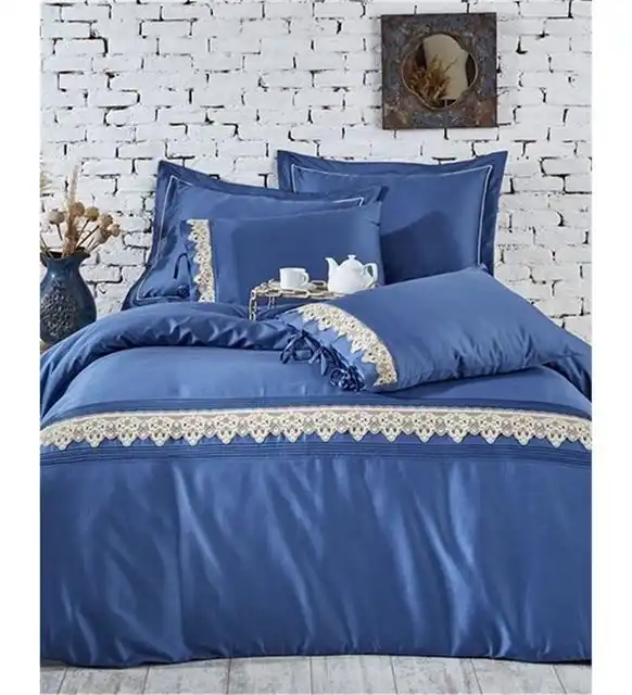 Ecocotton Organic Cotton Extra Large Duvet Cover Set Azra Blue