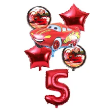 6 шт./лот, воздушные шары из фольги с изображением мультяшной машины, молнии, 32 дюйма, Красный Цифровой шар, декор для дня рождения, детские игрушки
