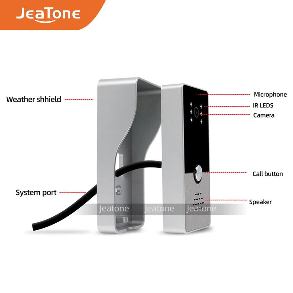Jeatone 7 ''видеодомофон видео домофон система, 1000TVL широкий угол градусов/день и ночное видение, Поддержка английский и русский