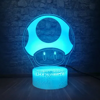 

Colorful Super Mario Bros Mushroom Lamp 3D LED Night Light Illusion Table Lamp For Home Decor Baby Child Birthday Xmas Gift Toys